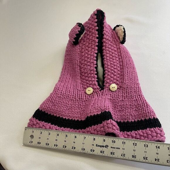 Nirvana Designs Hand Knit Pink Purple Cat Fox Wool Hat - Picture 7 of 7